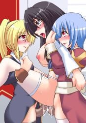 3girls anal archbishop archbishop_(ragnarok_online) big_breasts black_eyes black_hair blonde_hair blue_hair blush corruption double_penetration female high_priest high_priest_(ragnarok_online) priest_(ragnarok_online) priestess ragnarok_online red_eyes tentacle vaginal_penetration yuri