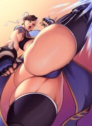 2024 2d 2d_(artwork) ass ass chun-li dmxwoops flexing light-skinned_female light_skin low-angle_view solo solo_female street_fighter