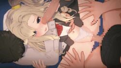 1girls 3boys 3d_(artwork) animated blonde_hair blue_eyes breast_grab gangbang matilda_(reverse:1999) missionary_position panties_aside reverse:1999 white_panties