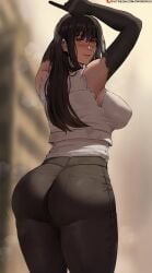 1girls ass big_ass big_breasts big_thighs black_hair breasts chainsaw_man curvaceous curves curvy curvy_body curvy_female curvy_figure curvy_hips dat_ass female female_focus female_only gloves huge_ass huge_breasts huge_thighs long_hair looking_at_viewer oroborusart pants savagexthicc scar scars_on_face shirt tagme thick_hips thick_thighs thighs yellow_eyes yoru_(chainsaw_man)