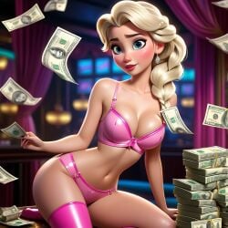 ai_generated blonde_hair blue_eyes elsa_(frozen) stripper