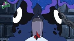 2019 anal anal_sex animated anthro anus ass chains cutie_mark dock duo empressbridle english_text equid equine friendship_is_magic male male_penetrating mammal my_little_pony nude penetration penis princess_luna_(mlp) rear_view sex text