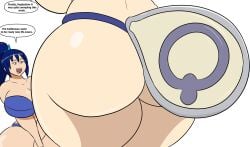 ass ass_bigger_than_head ass_focus azura_(igphhangout) bikini bikini_bottom bikini_top blue_hair hip_focus hips hourglass_figure igphhangout massive_ass massive_breasts massive_thighs mizu_(igphhangout) overqwil tail underboob wide_hips