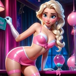 ai_generated blonde_hair blue_eyes elsa elsa_(frozen) stripper