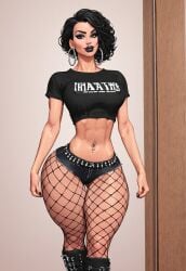 ai ai_generated alice_black bimbo bimbo_body bimbo_lips e-girl fishnets goth goth_girl oc original_character short_hair wavy_hair