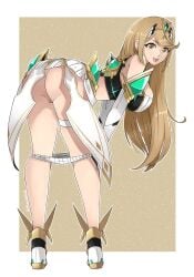 ass blonde_hair breasts gold_eyes mitsuchiinsfw mythra panties panties_down pussy pussy_juice pussy_juice_drip pussy_juice_string pussy_juice_trail tagme wet_panties wet_pussy xenoblade_(series) xenoblade_chronicles_2