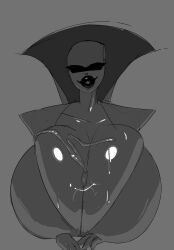 big_breasts black_and_white cum cum_on_breasts dudetherealest_(artist) paizuri plump_lips queen_(deltarune) sketch titjob