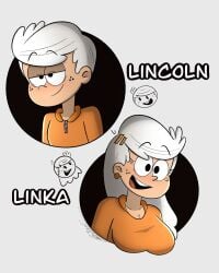 1girls aged_up autart breasts female lincoln_loud linka_loud nickelodeon rule_63 the_loud_house wide_hips