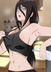 1girls agung911 armpits boruto:_naruto_next_generations hyuuga_hanabi naruto naruto_(series) sideboob sports_bra sportswear sweat