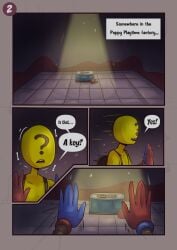 belty42 comic comic_page comic_panel detailed_background grabpack key mob_entertainment mob_games player_(poppy_playtime) poppy_playtime question_mark table y/n