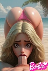 ai_generated barbie_(2023) barbie_(franchise) beach bikini blowjob deepthroat runny_makeup t_survivor true_survivor_95745 vacation