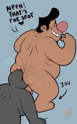 2boys ass big_nose black_hair cartoon_network dilf duo english_text fat fat_man harold_(billy_and_mandy) human male male_only mature_male mayku nude nude_male overweight overweight_male teeth text the_grim_adventures_of_billy_and_mandy yaoi