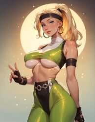 ai_generated big_breasts fr34ky midriff mortal_kombat navel sonya_blade underboob