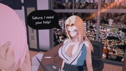 3d big_breasts big_penis blonde_hair domination futa_on_female futanari helping konoha muscular naruto naruto_(series) naruto_shippuden pink_hair sakura_haruno tsunade