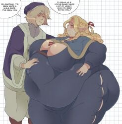 2girls bbw beesoba belly big_belly chubby chubby_female dungeon_meshi fat fat_belly fat_fetish female female_only obese obese_female overweight overweight_female ssbbw tagme thick_thighs thighs