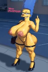 1girls 20th_century_fox ai_generated big_ass big_breasts fishnets huge_ass huge_breasts marge_simpson margeenjoyer milf self_upload solo stockings the_simpsons thick_thighs yellow_skin