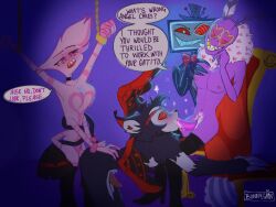 angel_dust_(hazbin_hotel) dubious_consent husk_(hazbin_hotel) hypnosis hypnosis hypnotized_sex valentino_(hazbin_hotel) vox_(hazbin_hotel)