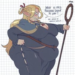 bbw beesoba belly big_belly chubby chubby_female dungeon_meshi fat fat_belly fat_fetish female female_only marcille_donato obese obese_female overweight overweight_female ssbbw tagme thick_thighs thighs