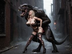 ai_generated feral_on_female feral_on_human interspecies lizardman noone3d zoophilia