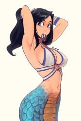 1girls black_hair blue_eyes bra breasts chimi_(raichiyo33) female lamia light-skinned_female light_skin raichiyo33