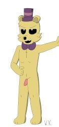 1boy ask_goldie_anything black_sclera five_nights_at_freddy's fnaf full_body furry furry_only golden_freddy golden_freddy_(fnaf) goldie goldie_(ask_goldie_anything) grawolfquinn hand_on_waist hand_on_wall hat humanoid_penis male male_only one_person only penis posing purple_bowtie purple_top_hat solo solo_male top_hat tophat white_pupils witherking yellow_fur