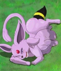 absurd_res artdumpofeeeee blush bulge duo eeveelution espeon female feral feral_unbirthing_feral fluffy generation_2_pokemon grass hi_res male male/female nintendo plant pokemon pokemon_(species) struggling struggling_prey teeth_showing umbreon unbirthing vaginal_penetration vore