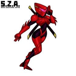 ben_10 blades machine machine_girl ninja ninja_girl red_armor red_knight_(ben_10) robot robot_girl robot_humanoid rule63 rule_63 rule_63 samyueru skimpy