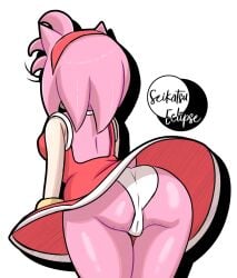 1girls amy_rose ass big_ass booty breasts fat_ass female female_focus female_only furry panties sega seikatsueclipse simple_background sonic_(series) white_background