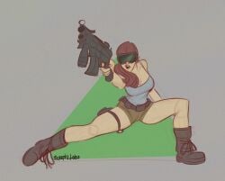 1girls 2d 2d_(artwork) 2d_artwork drawing female girl lara_croft lara_croft_(classic) oc ocs original_character stylized tinted_eyewear tomb_raider tomb_raider_(survivor)