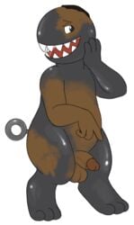 3_toes anthro anthrofied balls chain_chomp fangs forepawz hi_res humanoid_penis male male_only mario_(series) nintendo nude open_mouth open_smile penis rust shadowpelt simple_background smile solo toes transformation video_games