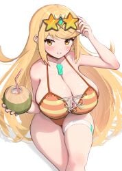 1girls bikini blonde_hair breasts female gold_eyes gonzarez hips huge_breasts light-skinned_female light_skin long_hair mythra nintendo thick_thighs thighs wide_hips xenoblade_(series) xenoblade_chronicles_2