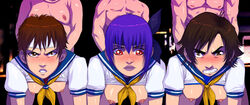 3boys 3girls ambiguous_penetration areolae ayane_(doa) big_breasts black_hair blush breasts breasts_out brown_eyes brown_hair capcom clothed_female_nude_male dead_or_alive defeated doggy_style faceless_male female female_focus from_behind from_behind_position hanging_breasts headband lipstick makoto_(street_fighter) male medium_breasts multiple_boys multiple_girls nipples penetration ponytail purple_hair rape red_eyes sakura_kasugano school_uniform short_hair small_breasts street_fighter street_fighter_alpha street_fighter_alpha_2 street_fighter_alpha_3 street_fighter_iii street_fighter_iii:_3rd_strike street_fighter_iii_(series) street_fighter_iv street_fighter_iv_(series) tagme tied_hair tomboy triplexmile