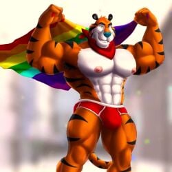 2022 animal animation anthro_tiger bulge cereal_mascot dream_and_nightmare furry gay horny lgbt looking_at_viewer male mascot muscle muscular muscular_furry no_sound pride_flag pride_month red_underwear tagme tiger tony_the_tiger video