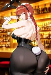 ai_generated animal_ears ass ass_bigger_than_head ass_focus big_ass big_butt braid bubble_ass bubble_butt bunny_ears bunny_girl bunny_tail bunnysuit chainsaw_man creamy_ai curvy dat_ass fake_animal_ears fat_ass from_behind highleg_leotard huge_ass large_ass large_breasts long_hair makima_(chainsaw_man) narrow_waist pantyhose red_hair round_ass round_butt thick_ass thick_thighs wide_hips yellow_eyes