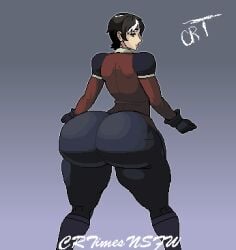 animated artist_signature ass_clapping ass_focus back_view big_ass big_butt cassandra_de_rolo critical_role:_vox_machina female head_turned pixel_animation pixel_art self_upload short_hair thick_thighs twerking