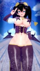 1girls 3d 3d_(artwork) 3d_model big_breasts black_hair blush breasts cosplay hiiragi_utena latam_virtual_youtuber long_hair mahou_shoujo_ni_akogarete outdoors public shai_zoe shaizoe_ shaizoe_(character) shaizoe_(female) socks solo_female tagme thighs twintails virtual_youtuber vtuber