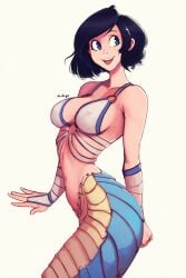 1girls black_hair blue_eyes bra breasts chimi_(raichiyo33) female lamia light-skinned_female light_skin raichiyo33