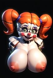 1girl 2024 2024s ai_generated animatronic animatronic_female arched_back areola areolae baby_(fnafsl) big_breasts black_background bust_portrait circus_baby circus_baby_(fnaf) circus_baby_(original) clown clown_girl completely_nude completely_nude_female crypticunmasked female female_focus female_only five_nights_at_freddy's five_nights_at_freddy's:_sister_location fnaf green_eyes hair huge_breasts large_breasts looking_at_viewer nipples no_penetration nude nude_female orange_hair pink_nipples pony_diffusion_(model) pony_diffusion_xl robot robot_girl robot_humanoid robot_joints scottgames simple_background sister_location solo solo_female stable_diffusion twintails white_body white_skin