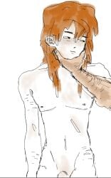 face_grab feminine_male gay ginger ginger_hair male male_only no_sex no_underwear oc original_character pale-skinned_male pale_skin scars sketch teasing twink