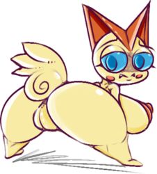 1girls 2019 anthro anthrofied areola ass big_ass big_breasts big_ears blue_eyes blue_sclera blush breasts butt_wings chubby digital_media_(artwork) eye_contact eyelashes fangs female furry half-closed_eyes huge_ass legendary_pokémon looking_at_viewer looking_back mammal nintendo nipples overweight overweight_female pokémon_(species) pokemon pokemon_bw ponk pussy shortstack sideboob smile solo teeth thick_thighs victini video_games wide_hips wings