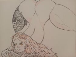 1girls big_ass goddess hi-rez_studios jack-o_pose mythology nghiluu pele_(smite) pinup polynesian_mythology sketch smite solo thick_thighs