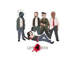 1girls 3boys bill_(left_4_dead) dark-skinned_male dark_skin francis_(left_4_dead) left_4_dead louis_(left_4_dead) zoey_(left_4_dead) zombie