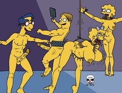 2boys 2girls aged_up collar erect_nipples erect_while_spanking hair_bow large_penis lisa_simpson maggie_simpson martin_prince milhouse_van_houten nipples nmnf nude_male_nude_female paddles penis_size_difference rape red_ass slightly_chubby spank spanked spanking the_fear the_simpsons torture veiny_penis yellow_body