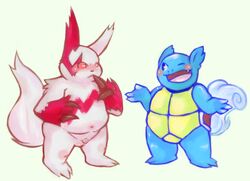 fat gaz_(artist) male/ambiguous male_focus nintendo overweight pokemon pokemon_(species) pokemon_rgby pokemon_rse slightly_chubby tagme wartortle zangoose