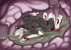 acid anthro banrai blood bone canine drippy fur furry gore guro hard_vore husky muscles nightmare_fuel original_character skull slime tongue vore wet