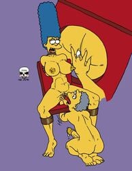 anal anal_fingering bondage bound breasts cheating_wife color cum female fingering human male marge_simpson moe_szyslak nipples nude penis sitting tagme the_fear the_simpsons