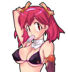 bikini bikini_top erect_nipples hinata_natsumi keroro_gunsou natsumi_hinata pink_hair popsicle keroro_gunsou solo swimsuit