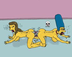 all_fours anal ass breasts color female female_only human insertion marge_simpson multiple_females multiple_girls nude pussy_juice ruth_powers side_view tagme the_fear the_simpsons yuri