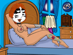 1girls family_guy female female_only human kiss_(band) lois_griffin solo tattoo the_catman_(character)