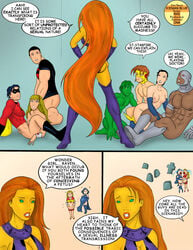 3girls 5boys bart_allen batman_(series) beast_boy bisexual bisexual_male cassie_sandsmark comic conner_kent cyborg_(dc) dark-skinned_male dark_skin dc dc_comics female garfield_logan gay gay_sex green_skin group_sex icemanblue interracial kid_flash kon-el koriand'r male multiple_girls multiple_males orgy puberty pubic_hair rachel_roth raven_(dc) robin_(dc) robin_(tim_drake) starfire straight_hair superboy superboy_(conner_kent) superman_(series) teen_titans the_flash_(series) tim_drake wonder_girl wonder_woman_(series) yaoi